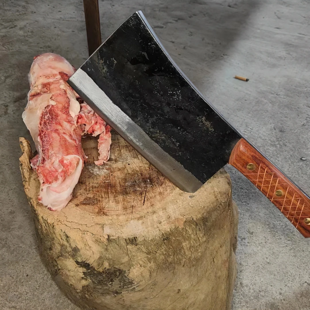 黄志龙黄铁匠合金钢通体夹钢锻打薄口砍骨刀