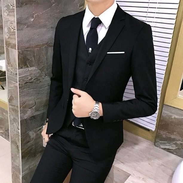 西服男套装西装外套青年韩版修身商务职业正装秋季小西装婚礼礼服