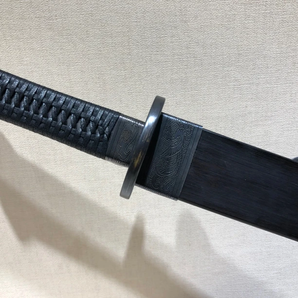 【龙影刀剑-南征雁翎刀】花纹钢烧刃 刻花包铜装 黑檀鞘 未开刃