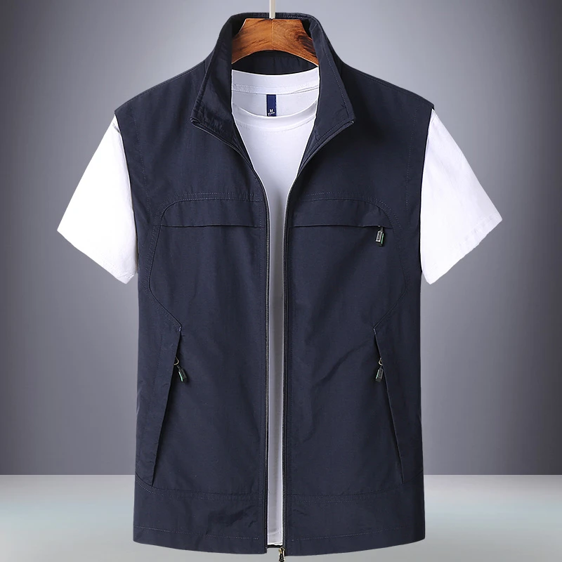 休闲马甲男户外工装大码宽松运动背心无袖坎肩轻薄定制防风男外套