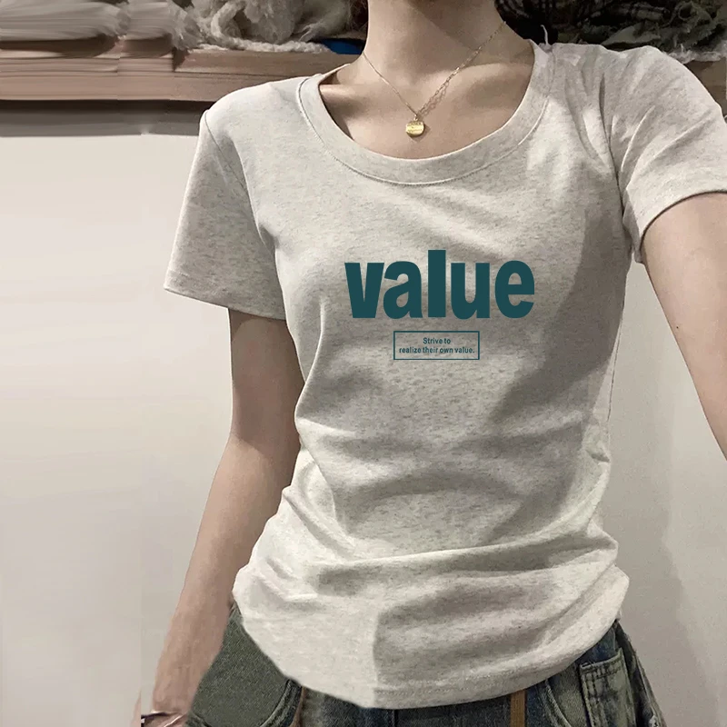 短袖t恤女夏装2023新款韩版洋气修身小个子夏季半袖时尚高档上衣