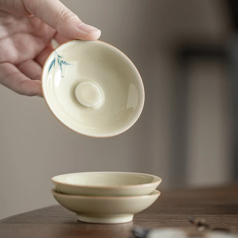 手绘杯垫竹韵茶杯托防烫茶托隔热茶垫陶瓷杯碟杯托功夫茶具零配件