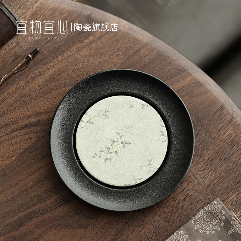 桂花陶瓷壶承中式古风茶托吸水紫砂壶托底座养壶垫茶盘隔热垫壶托