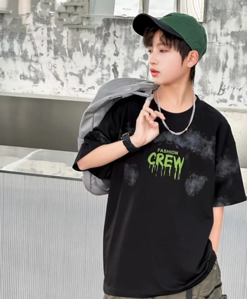 2024男中大童夏季新款时尚潮酷百搭洋气休闲宽松T恤/KK3960  p