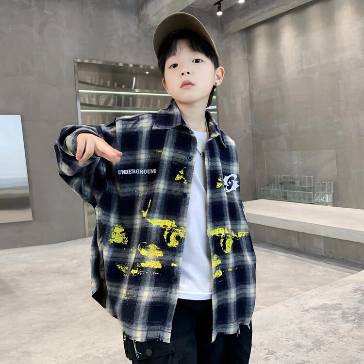 2024秋季新款中大男童衬衫外套户外时尚休闲百搭外套/KK5794