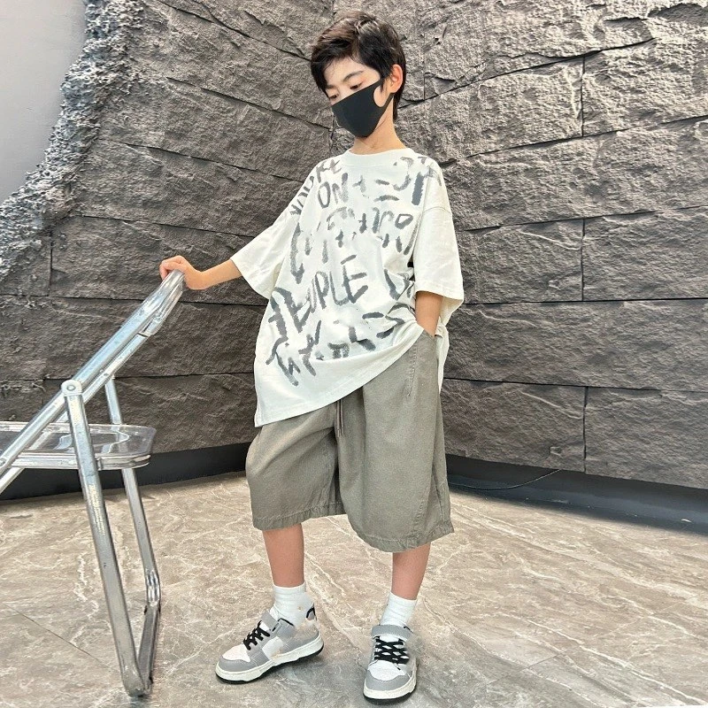 2024夏季新款男童短袖T恤洋气简约时尚休闲中大童T恤/KK4281  L