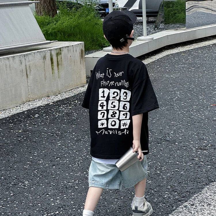 2024N夏季新款短袖中大童洋气宽松休闲帅气百搭T恤/TXW710