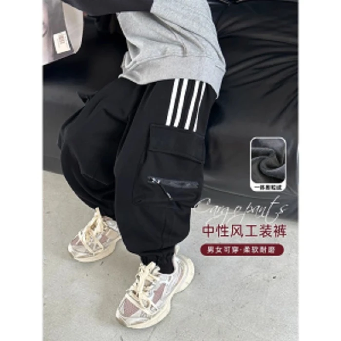 2024冬季加绒中大童休闲裤潮酷卫裤束脚裤子百搭帅气/KK2858R u
