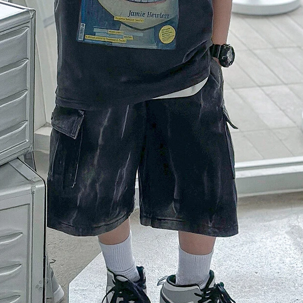 2024N夏中大童装男童百搭洋气潮流时尚休闲牛仔短裤/KZW623