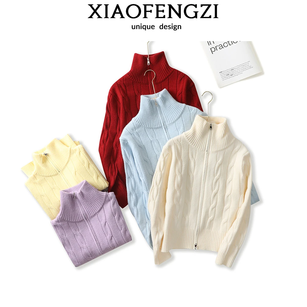 B 门店37&9！松弛篙笈，八节麻花/双拉链加厚元宝针立领外套女T4360