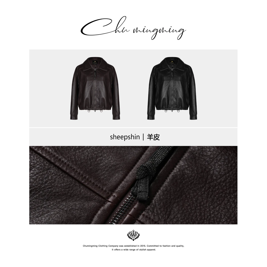 【CHU/2024SSNEW】原创设计《里岛》羊皮高立领皮衣 XP01277