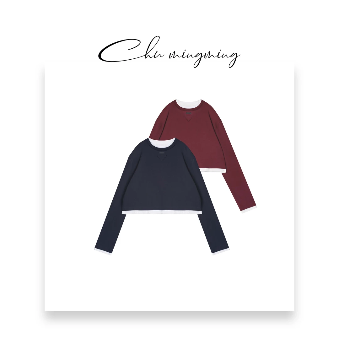 【CHU/2024SSNEW】原创设计《画笔》休闲百搭倒三角假两件卫衣YQ27