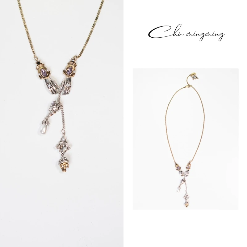 铜合金项链 【CHU/2024SSNEW】原创设计皇冠骷髅项链S P24105