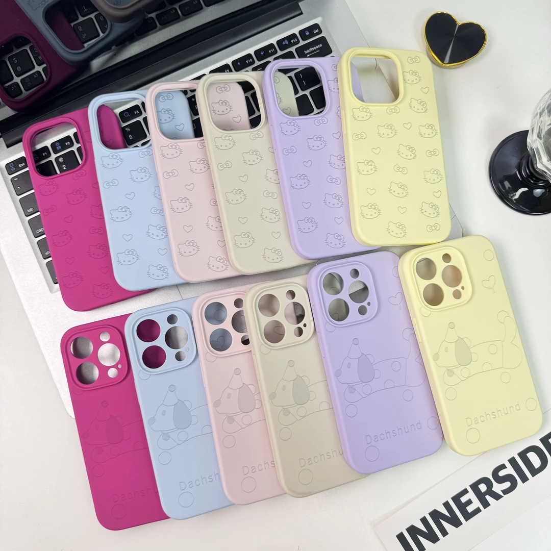 ins可爱简约卡通满屏kt生日腊肠狗适用于苹果15promax手机壳13/14