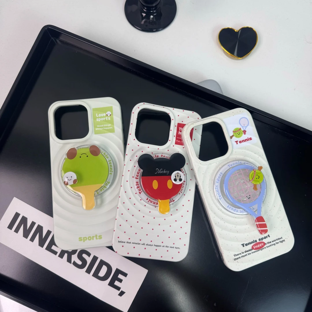 创意波漾乒乓球网球拍磁吸支架适用于苹果15promax手机壳iPhone14