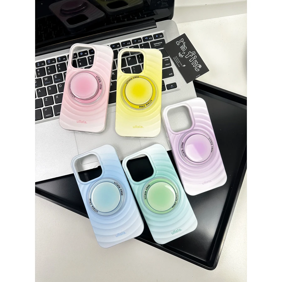 ins夏日简约风适用于iPhone15pro渐变波纹14pro磁吸款15promax壳