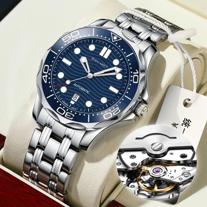 海马300全自动镂空手表男士镂空夜光防水时尚多功能简约潮流经典