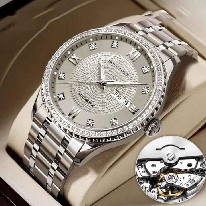 全自动镂空手表男士镂空夜光防水时尚多功能简约潮流男款金色经典