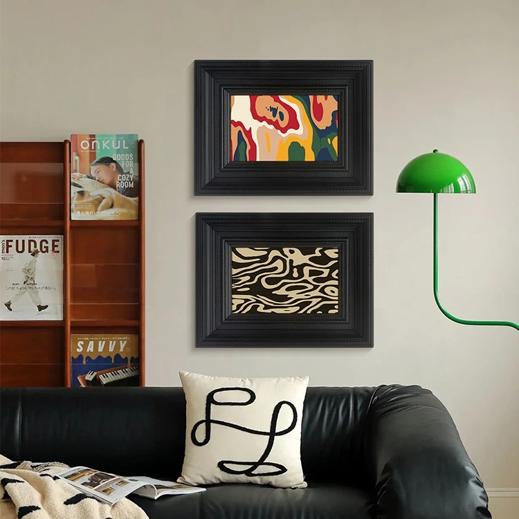 《蒙德里安》中古风轻奢实木组合装饰画轻法式餐厅壁画艺术卧室质感