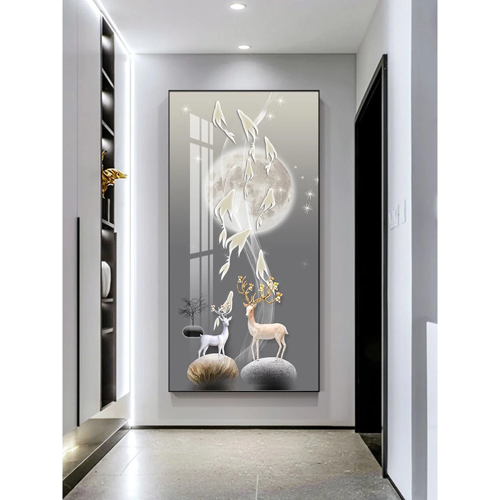 玄关装饰画现代简约入户客厅走廊壁画轻奢风过道竖版大气高端挂画