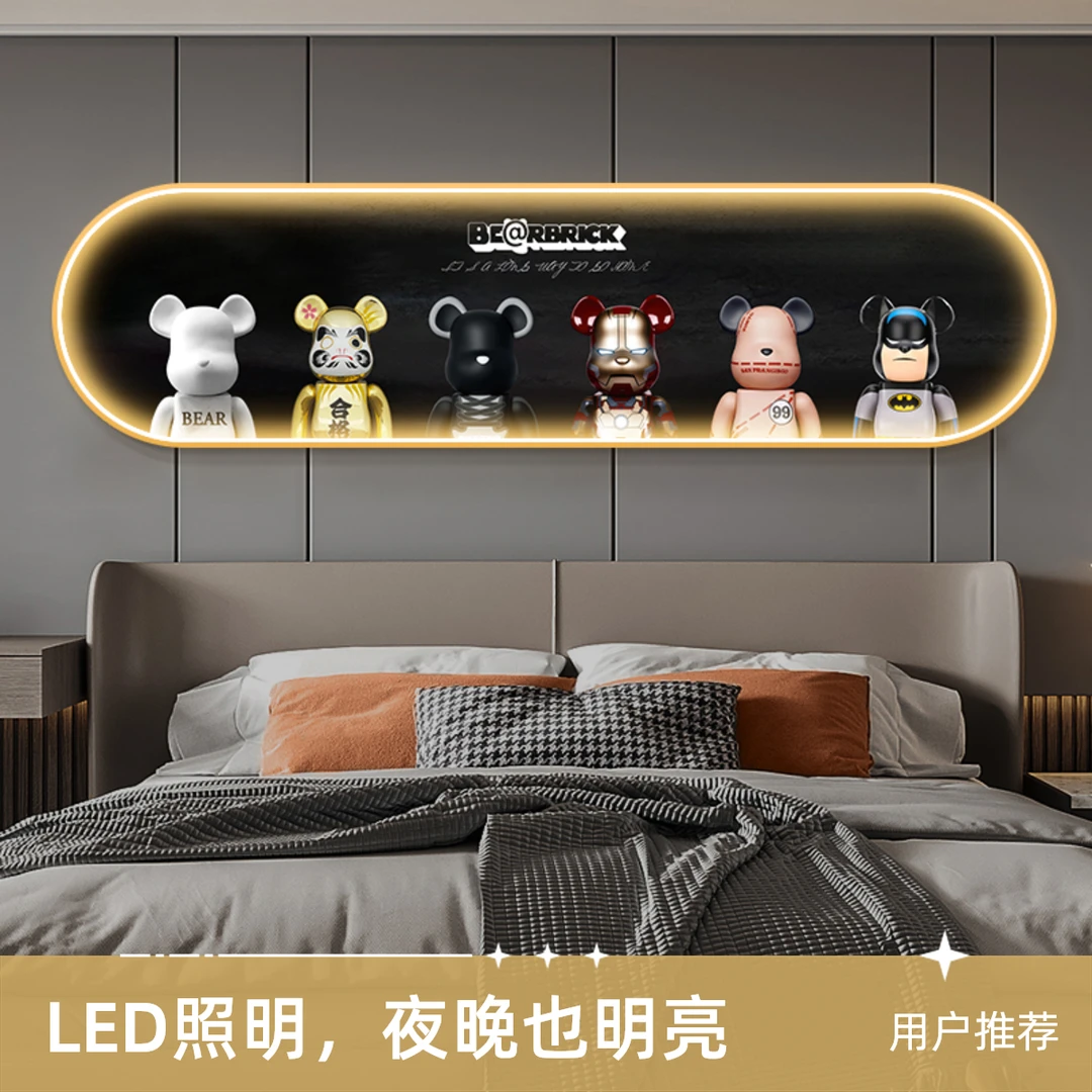 轻奢led灯发光客厅装饰画卡通儿童房卧室床头画沙发发光背景墙画