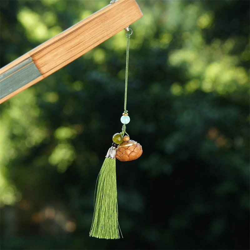 檀木镂空雕刻莲花好事莲莲挂件檀香吊坠香囊木雕手机钥匙扣挂坠