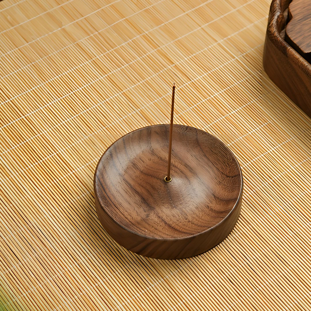 【新品 香插】北美黑胡桃圆满香插 实木 线香底座  约10-2cm家用
