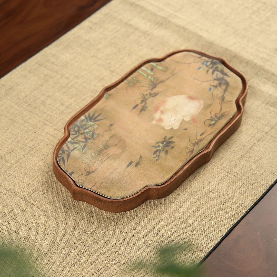 【新茶友必入 一人饮干泡】南美胡桃木 知微干泡五狸嬉春古画茶台