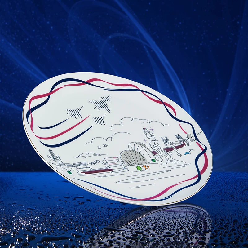 观瓷艺述珠海城市礼物航展系列骨瓷高档精致视觉盘家用送礼礼盒装