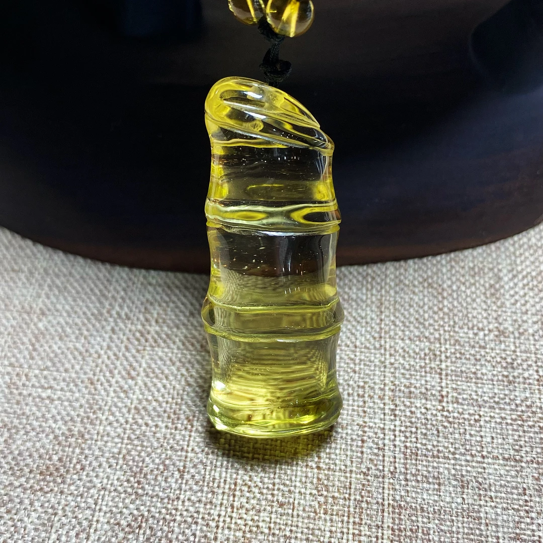 天然水晶黄水晶竹节节节高吊坠