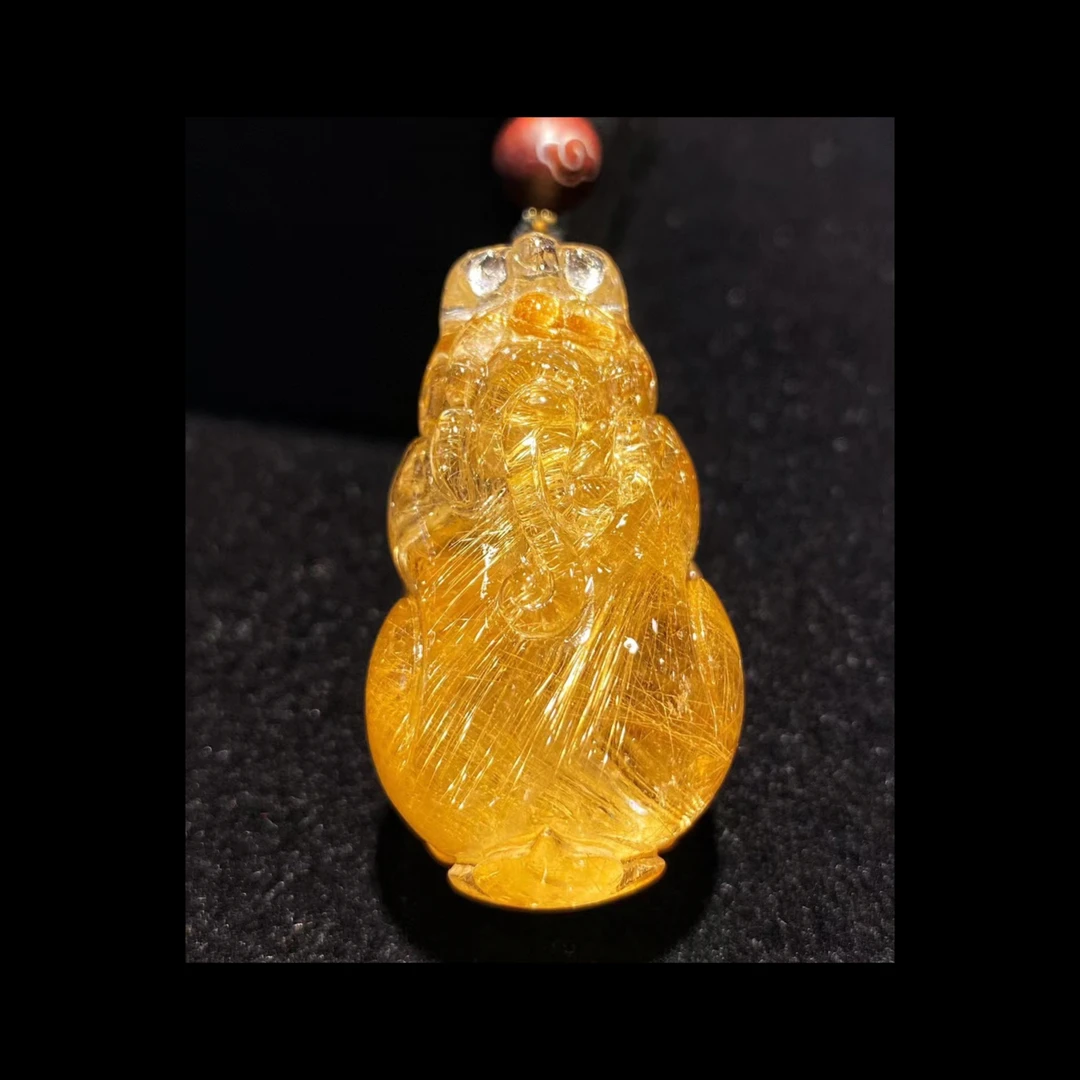 天然水晶铜发晶黄铜发貔貅