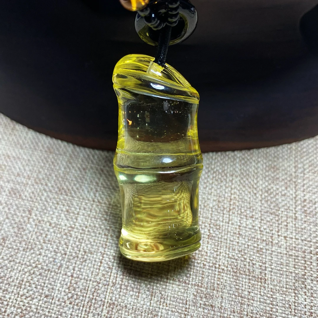 天然水晶黄水晶竹节节节高吊坠