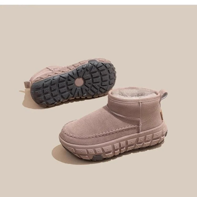 亦声套筒纯色绒面圆头松糕底短筒靴子雪地靴冬季ZDXY