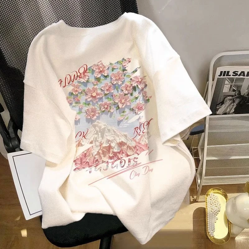 亦声重磅纯棉新款质感夏季男韩版宽松情侣装ins潮半袖女夏情侣款