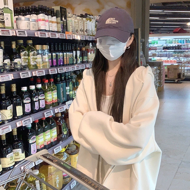 亦声【奶油白】螺口卫衣外套女连帽卫衣外套女春秋款小个子LYP