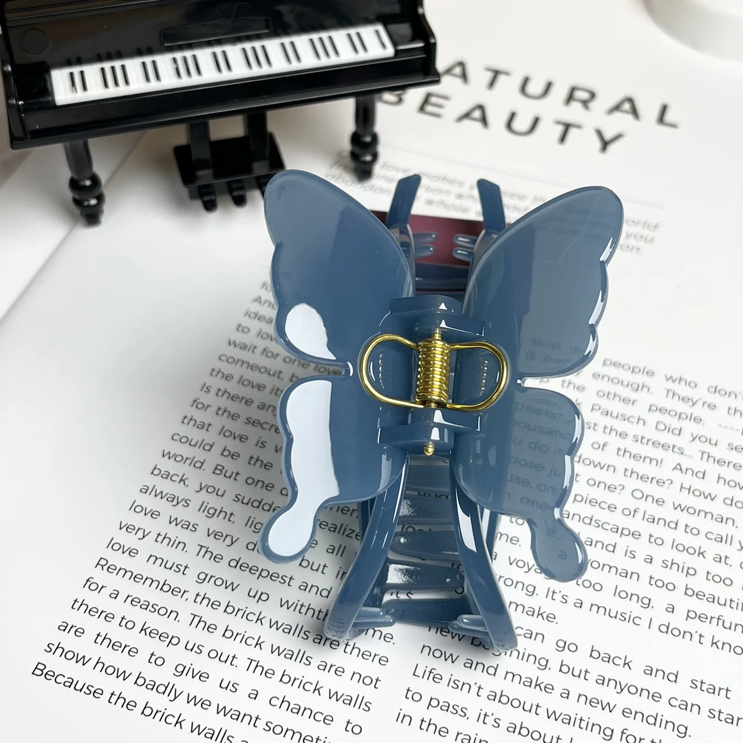 L431迈阿密蓝9cm小蝴蝶抓夹时尚百搭简约气质半扎发夹头饰发饰