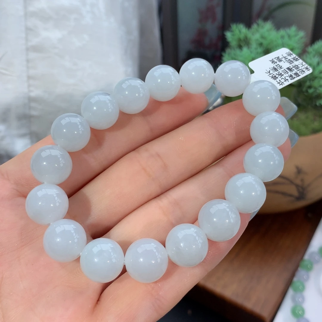 翡翠手链未镶嵌喜*?冰润纯色手链卡11.8