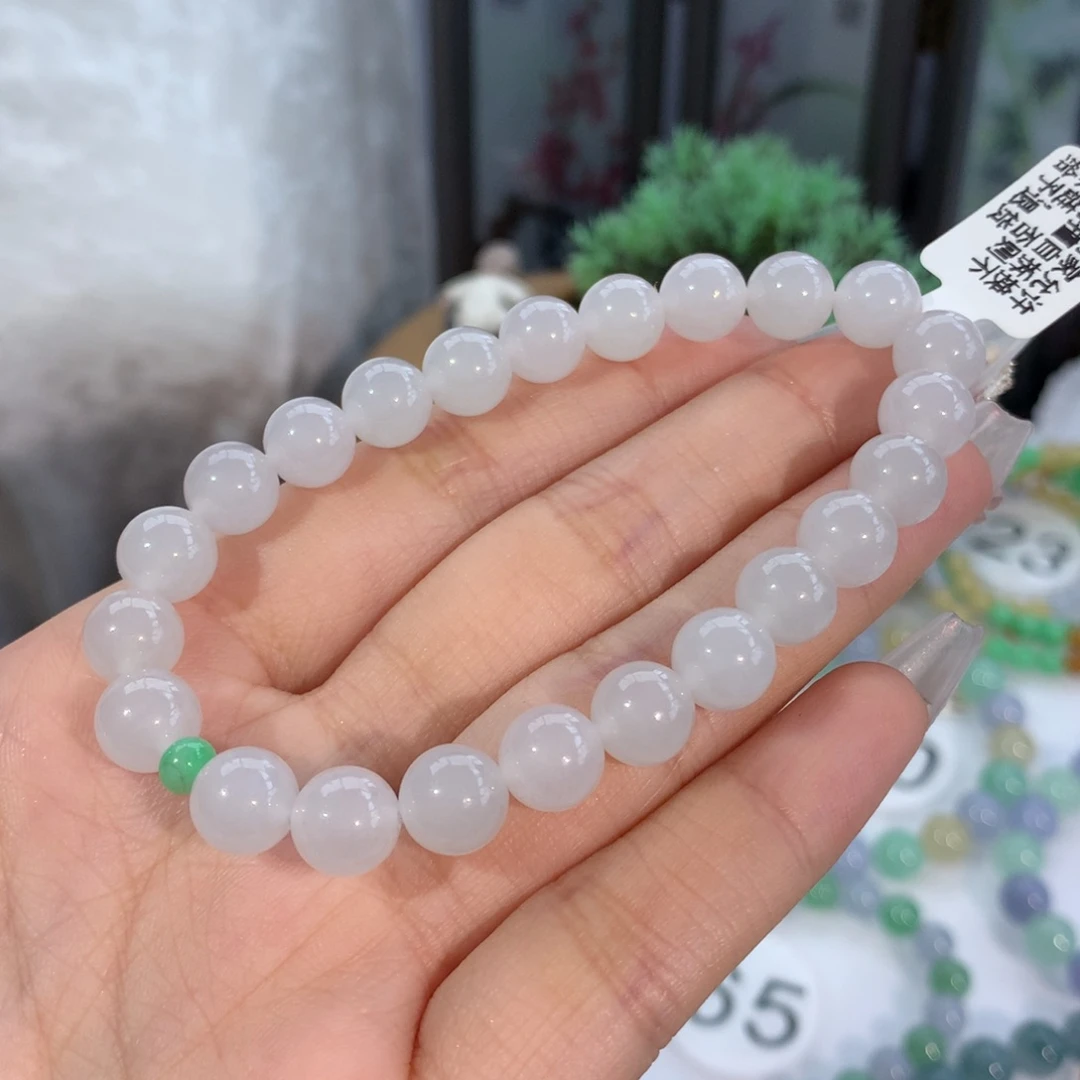 翡翠手链未镶嵌卡8.0冰润胶白月光