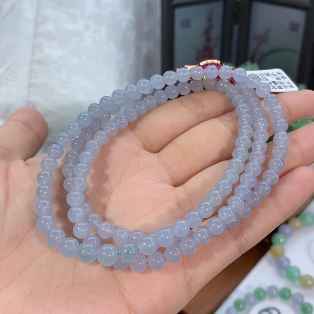 翡翠手链未镶嵌卡5.0冰胶紫底
