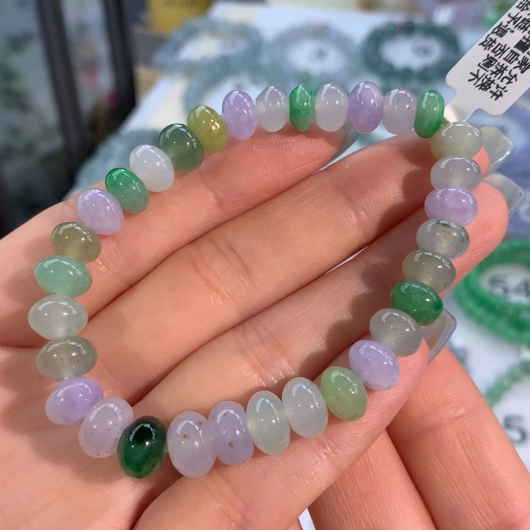 翡翠手链未镶嵌冰胶多宝鼓珠手链卡8.2