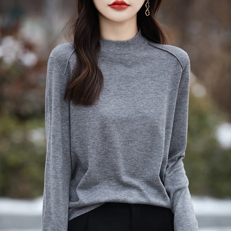 品牌女装正品秋冬新款半高领针织打底衫柔软亲肤内搭外穿时尚百搭