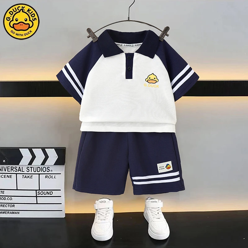 HAL.DUCK/哈罗小黄鸭男女童时尚POLO衫两件装夏款校园风洋气夏季