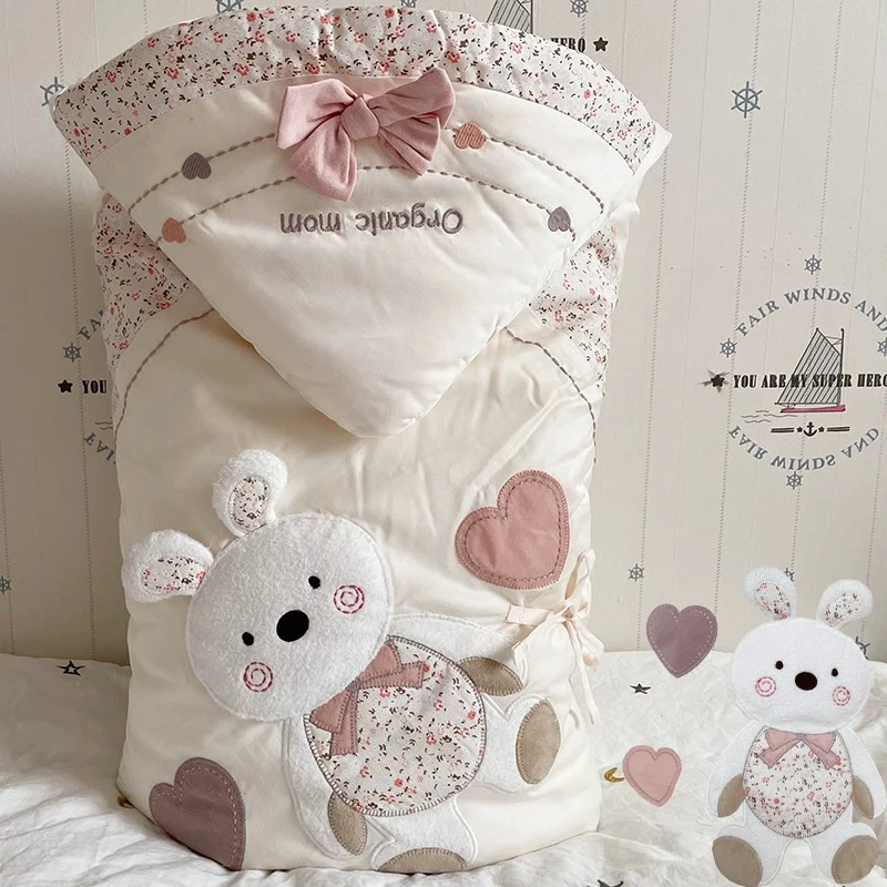 Crabbebi高端定制新生儿纯棉抱被产房外出襁褓包被