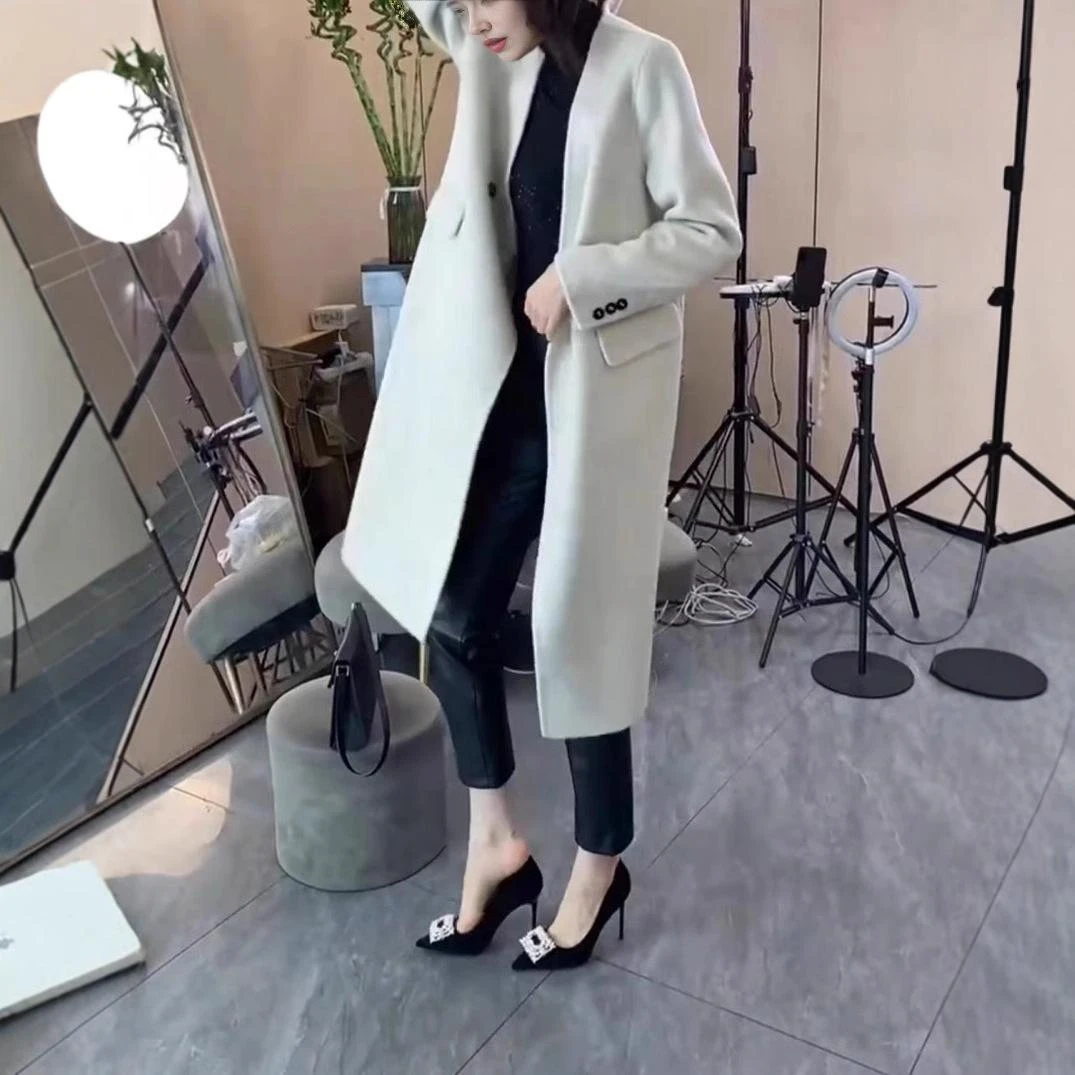 2024年秋冬网红新款时尚轻熟风宽松休闲简约气质中长款大衣外套女