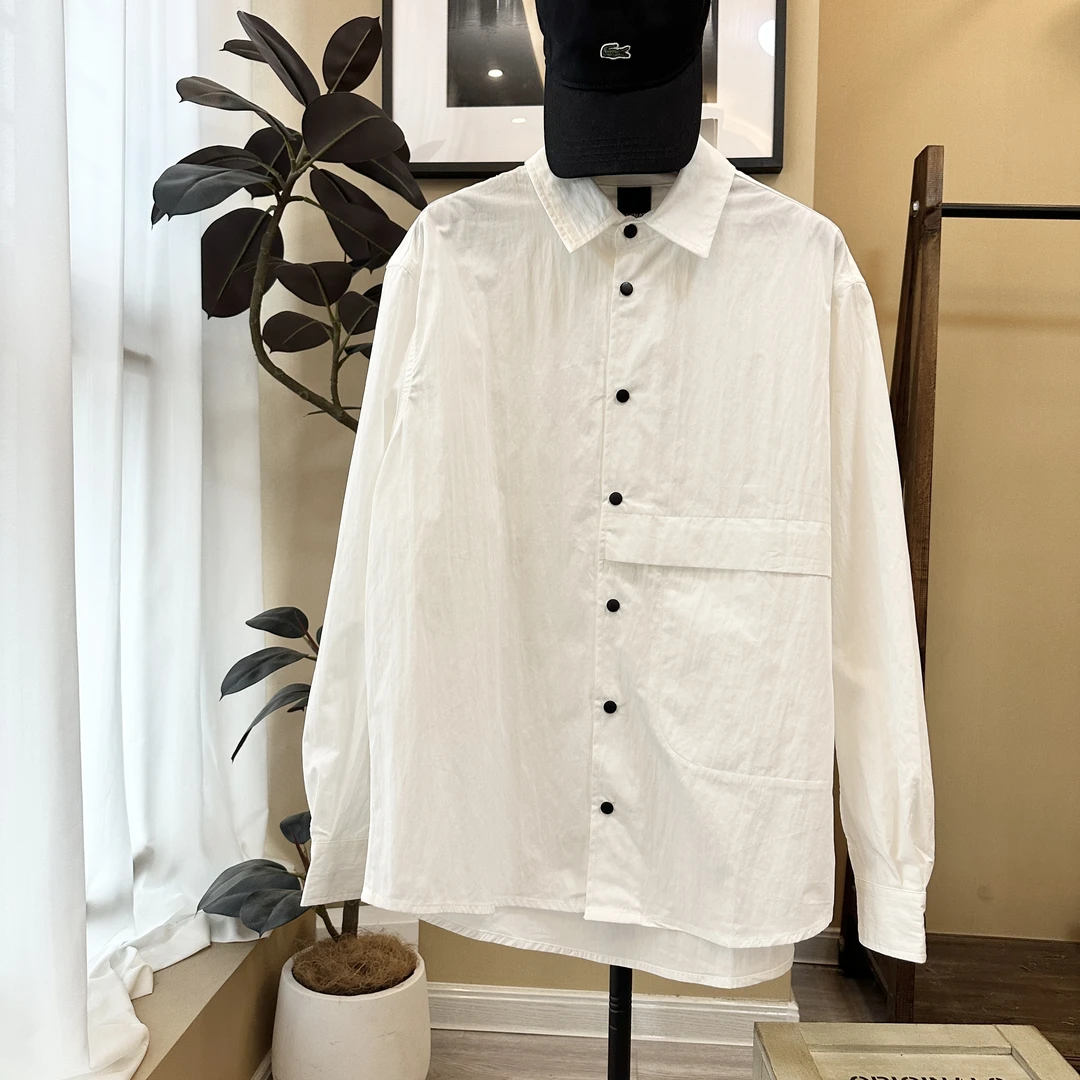 四季基础款宽松大口袋白衬衫 男女同款