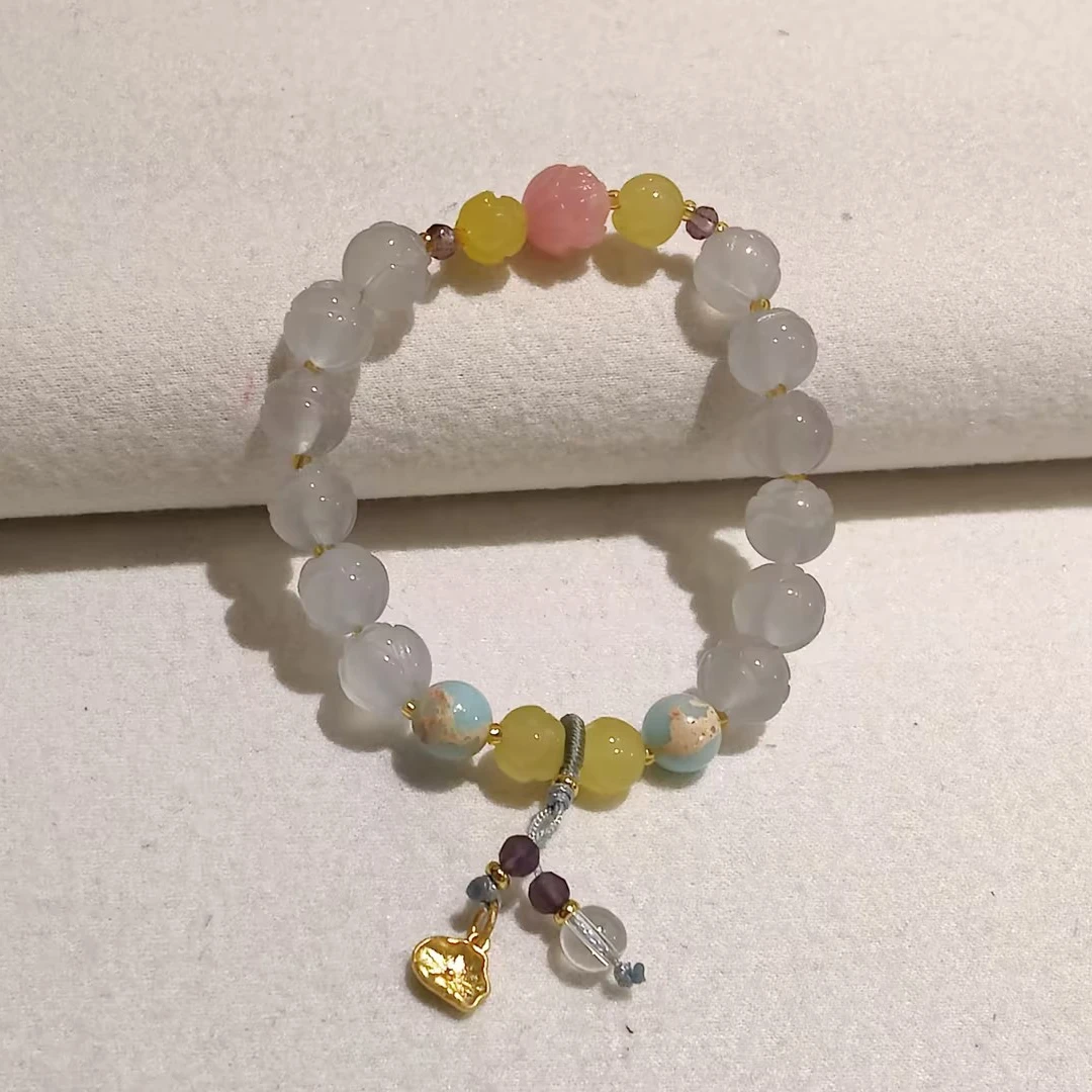 非金属皮质手链 金丝玉莲花DIY手链/条HS-001