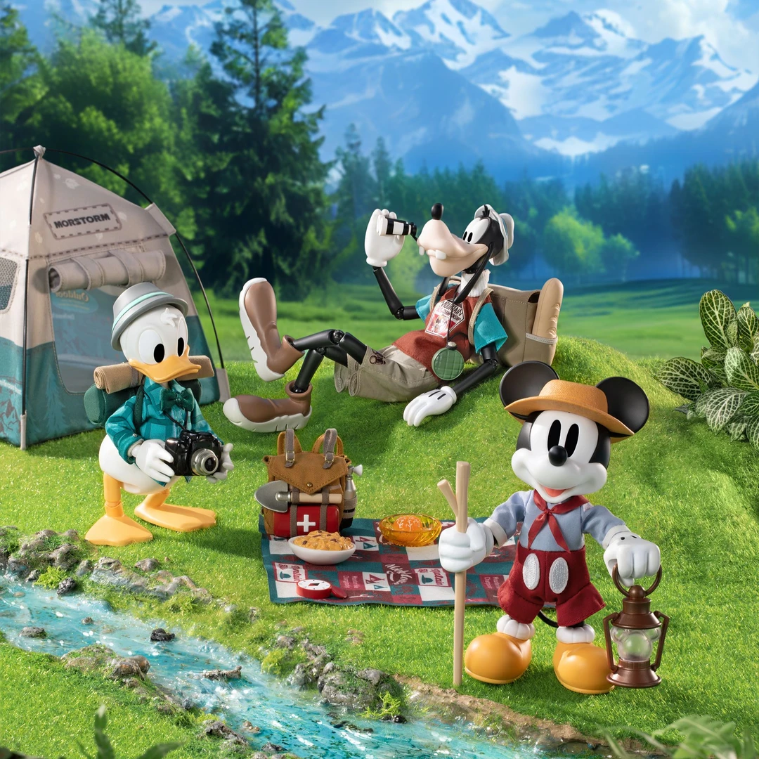 【迪士尼正版】米奇/高飞/唐老鸭 露营系列全身关节可动人偶手办