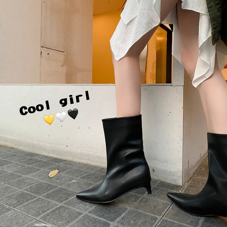 【林可乐】时装靴2024年秋季时尚细跟纯色时装靴时装靴高筒