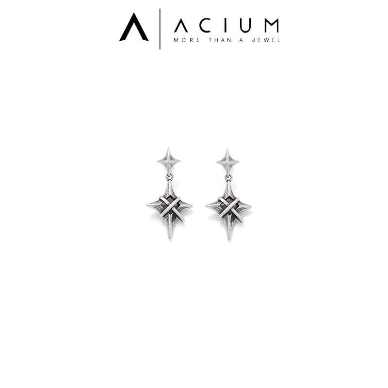 钛钢合成锆石耳饰 ACIUM阿仕慕宇宙星体系列赤色镶钻耳环ELW208