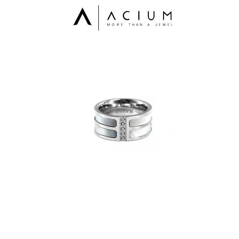 钛钢合成锆石戒指 ACIUM阿仕慕316L钢戒指RKT022